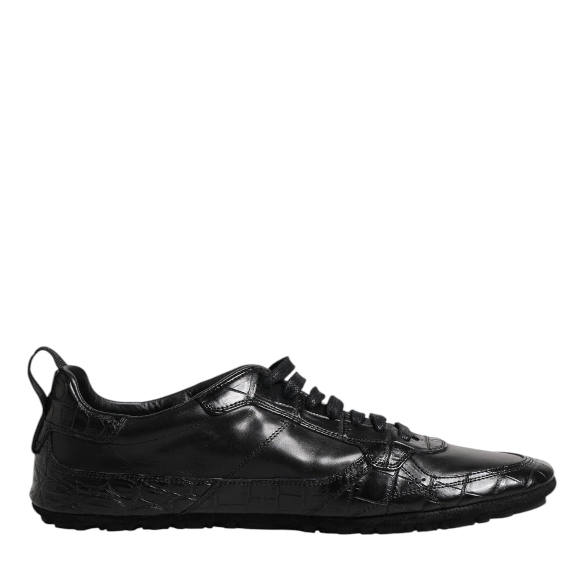 Dolce & Gabbana Black Exotic Leather Low Top Sneakers Shoes