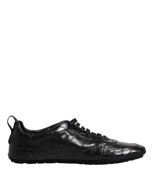 Dolce & Gabbana Black Exotic Leather Low Top Sneakers Shoes
