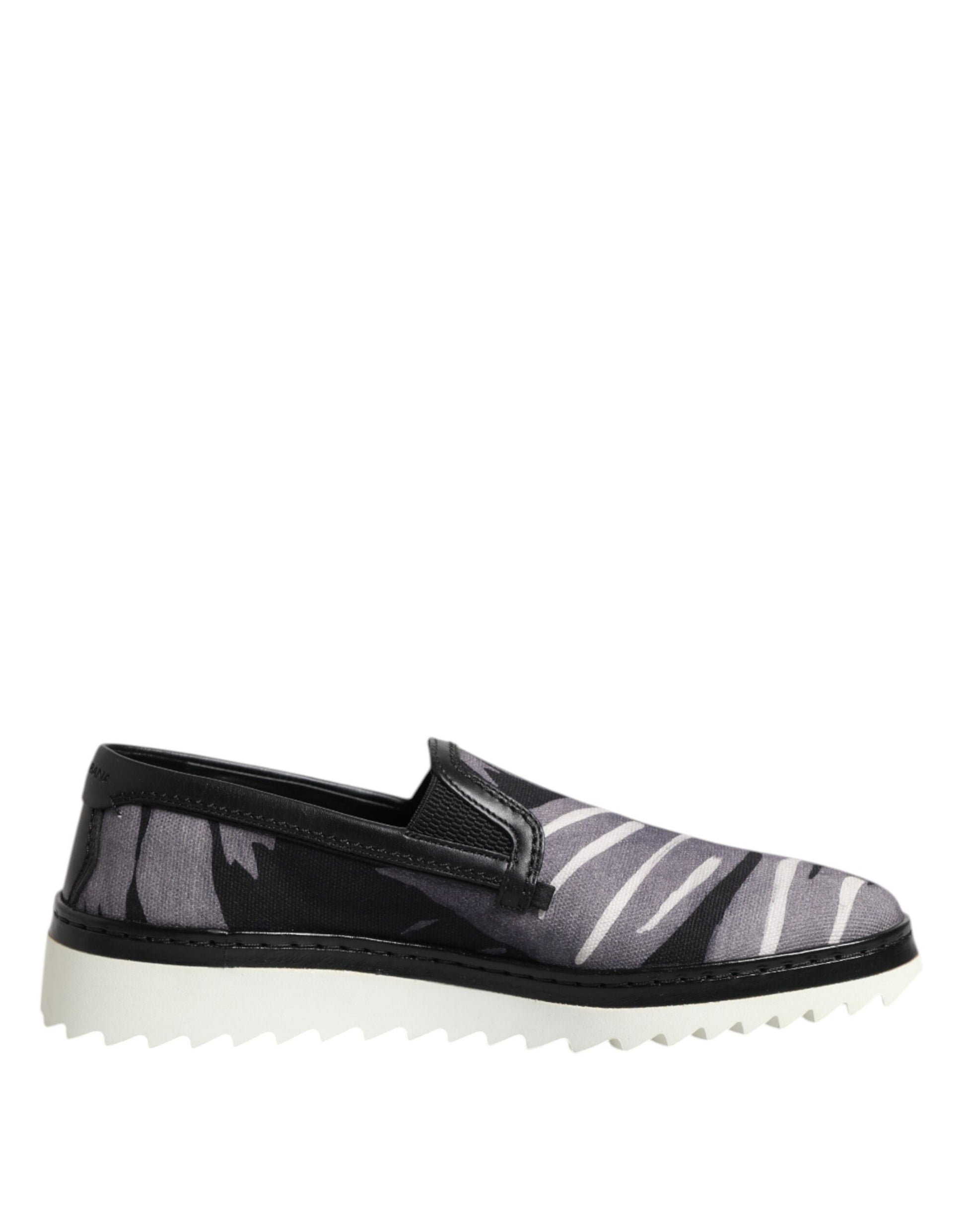 Dolce & Gabbana Black Tropical Slip On Men Sneakers Shoes Dolce & Gabbana