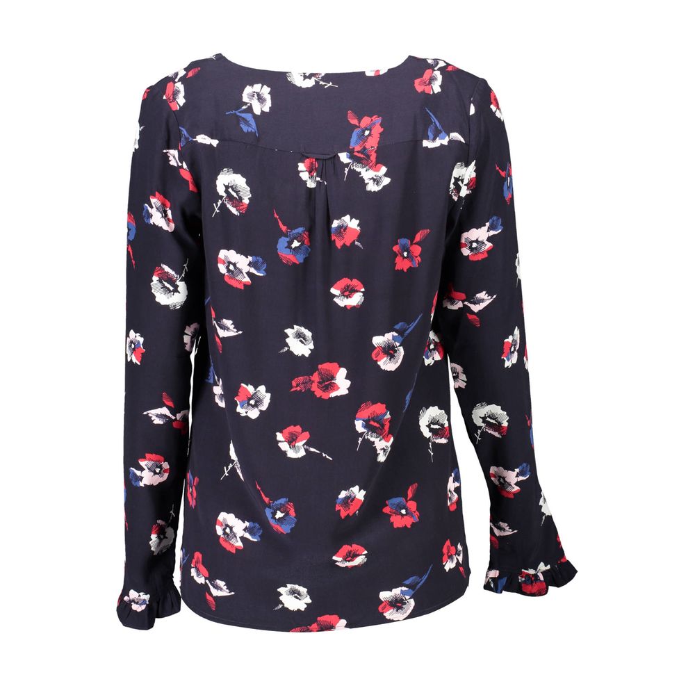 Blue Gant viscose women's sweater displayed flat, showing long sleeves, round neckline, and soft fabric texture.
