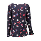 Blue Gant viscose women's sweater displayed flat, showing long sleeves, round neckline, and soft fabric texture.