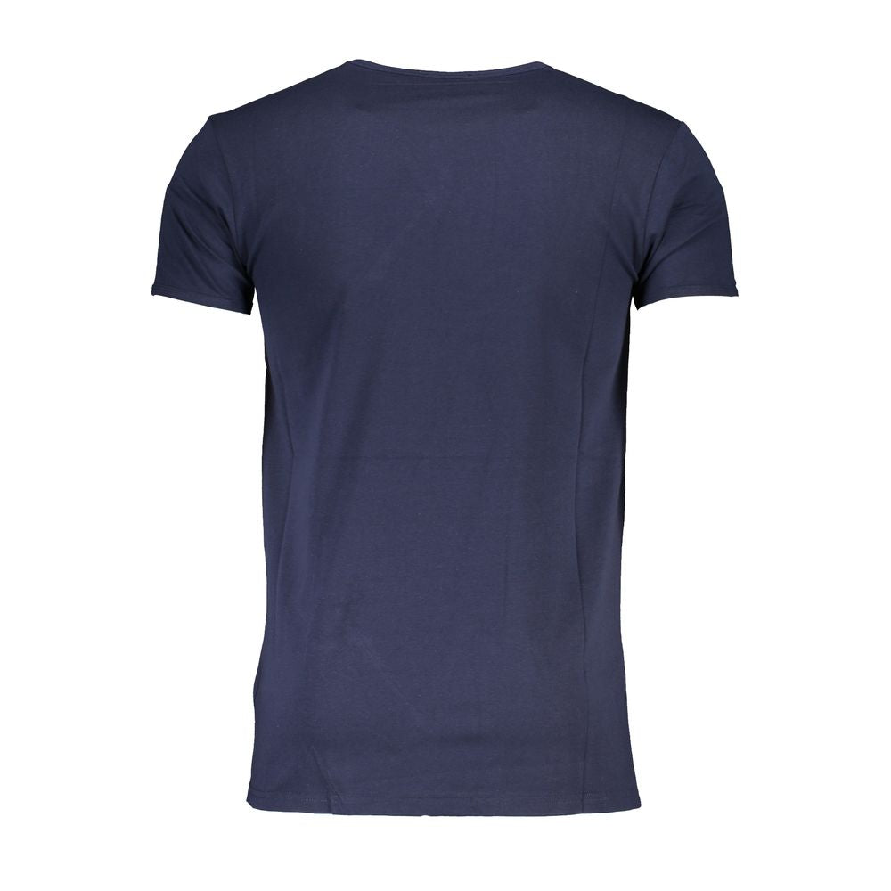 Blue cotton men's T-shirt by Cavalli Class, featuring a comfortable fit and casual style, shown on a plain background.