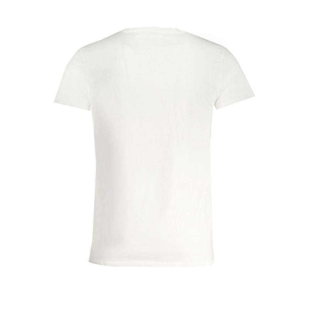 White cotton men's T-shirt by Trussardi, featuring a classic fit with short sleeves and a round neckline.