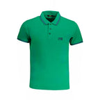 Cavalli Class Verde cotton men's polo shirt with a classic collar and short sleeves, featuring a stylish and comfortable fit.