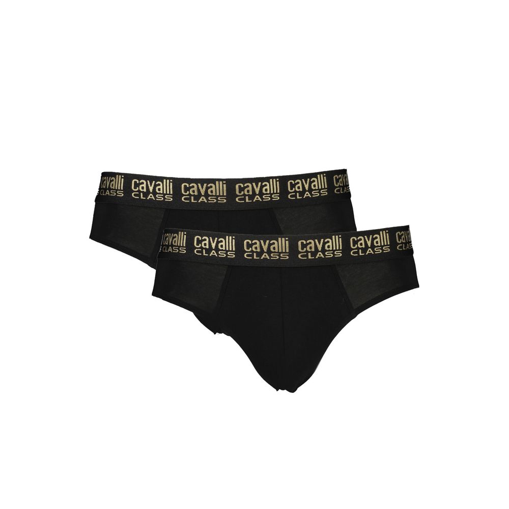 Black cotton men's underwear by Cavalli Class, featuring a comfortable fit and sleek design.
