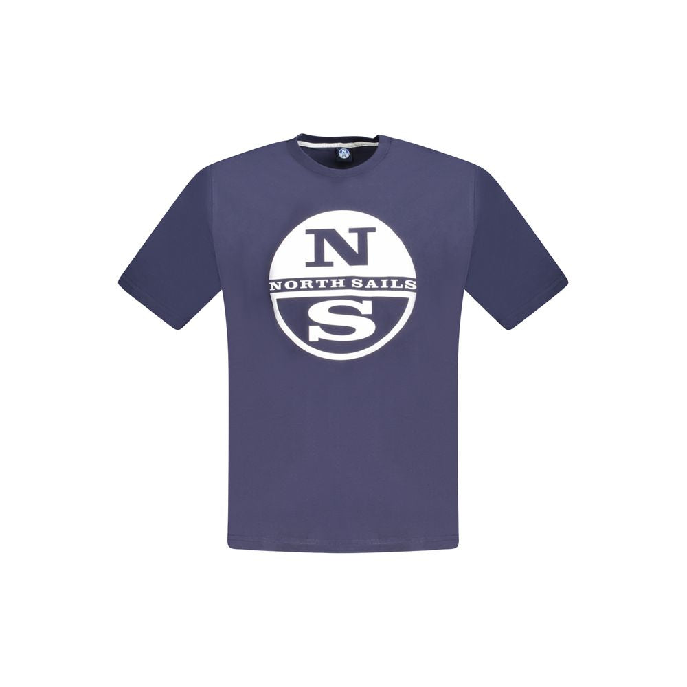 North Sails blue cotton men's T-shirt with crew neck and short sleeves, casual style, displayed on a plain background.