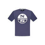 North Sails blue cotton men's T-shirt with crew neck and short sleeves, casual style, displayed on a plain background.