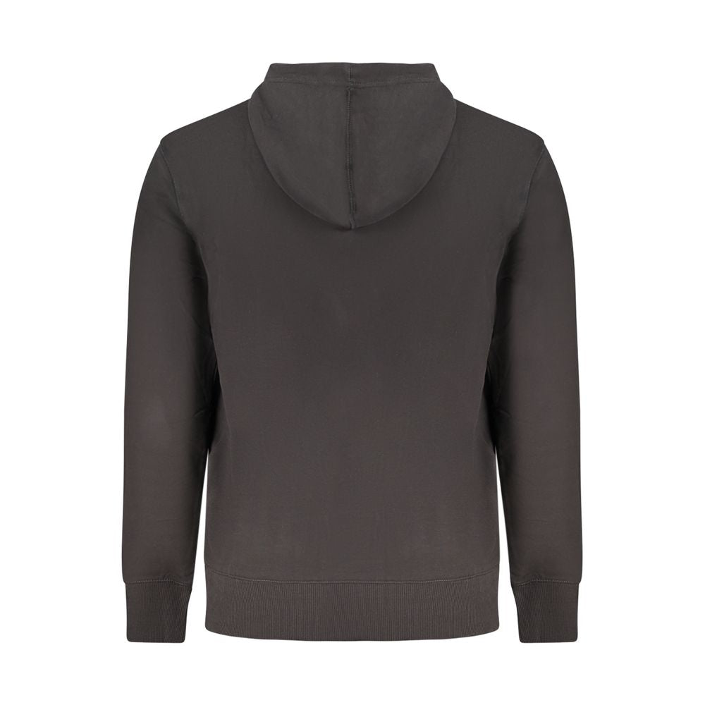 Calvin Klein black cotton men's hoodie displayed with front view showing logo and soft fabric texture.