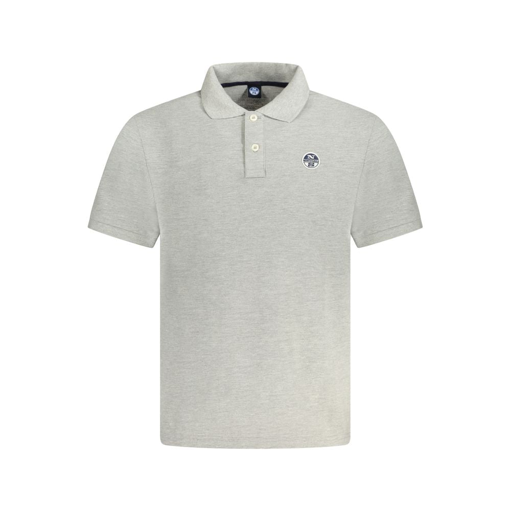 North Sails Grigio cotton men's polo shirt displayed on a hanger with a classic collar and short sleeves.