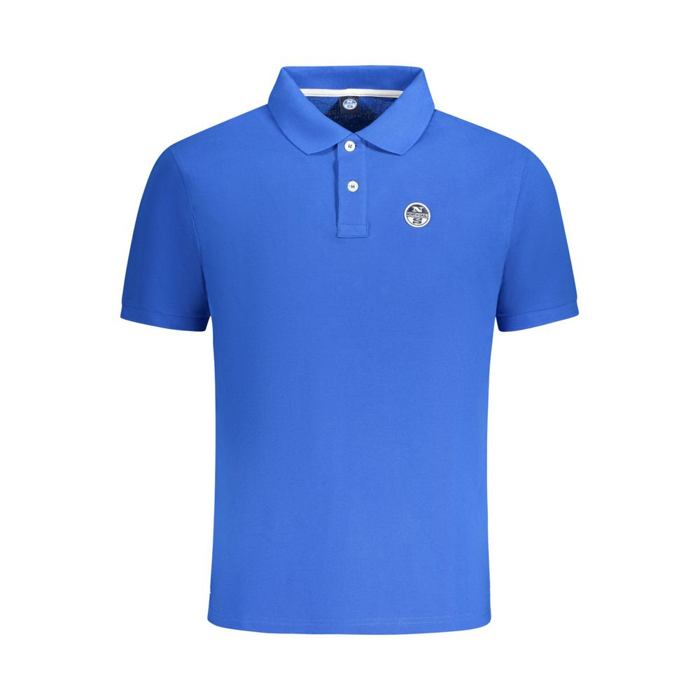 North Sails blue cotton men's polo shirt displayed flat with collar and buttons, showcasing casual and stylish men's apparel.