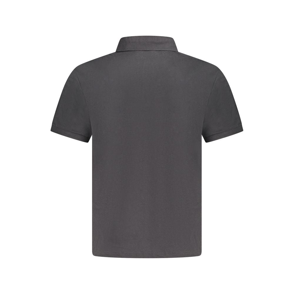 Black cotton men's polo shirt by North Sails, featuring a classic collar and short sleeves, displayed on a plain background.