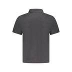 Black cotton men's polo shirt by North Sails, featuring a classic collar and short sleeves, displayed on a plain background.