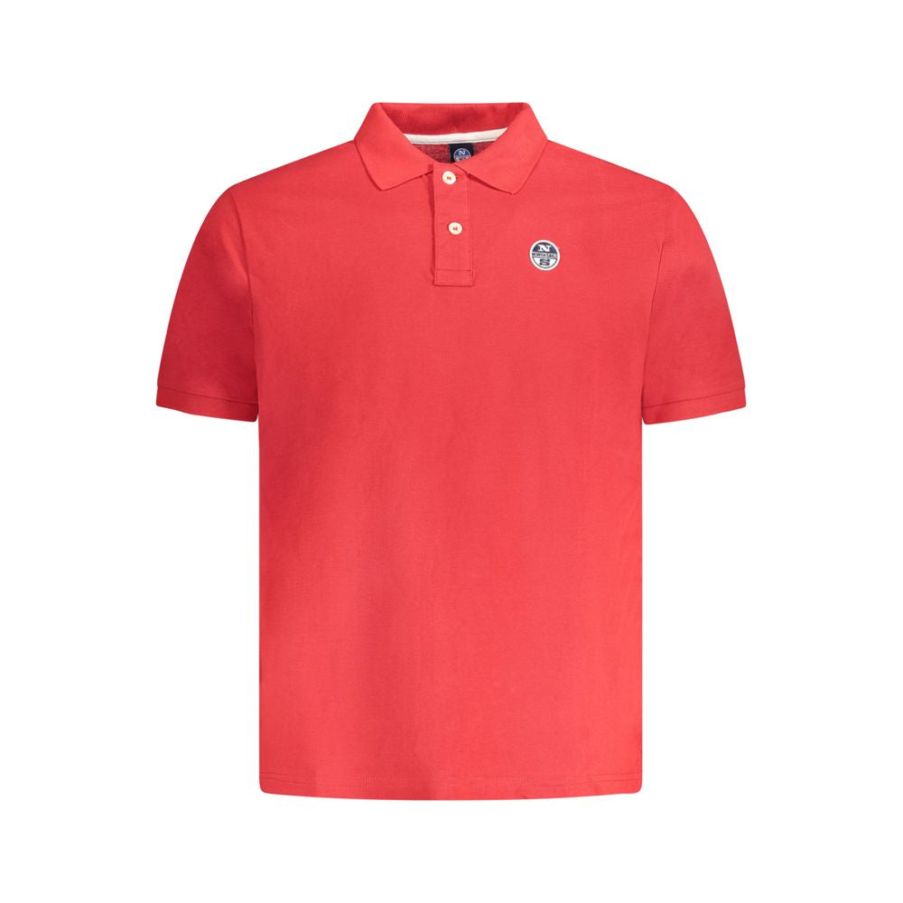 Red cotton men's polo shirt by North Sails, featuring a classic fit with a collar and short sleeves.
