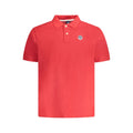 Red cotton men's polo shirt by North Sails, featuring a classic fit with a collar and short sleeves.