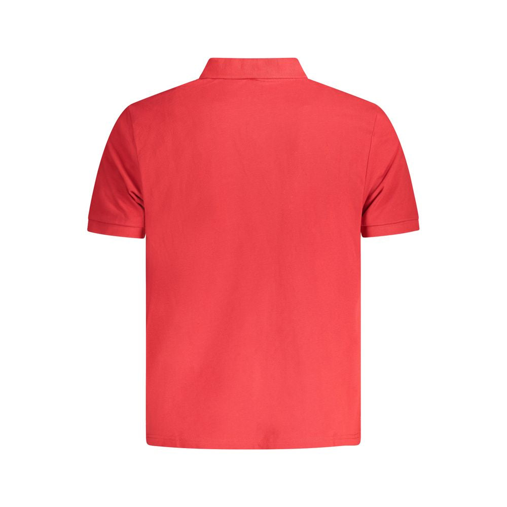 Red cotton men's polo shirt by North Sails, featuring a classic collar and short sleeves, displayed on a hanger.