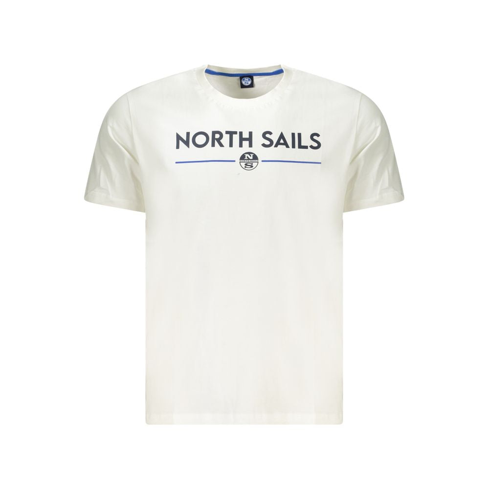 White North Sails Bianco cotton men's T-shirt with round neckline and short sleeves, displayed flat.