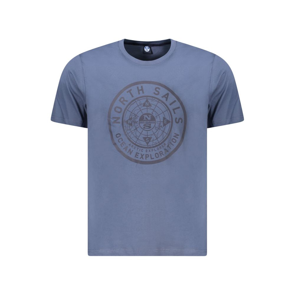 Blue cotton men's T-shirt by North Sails featuring a classic crew neck and clean, casual style.