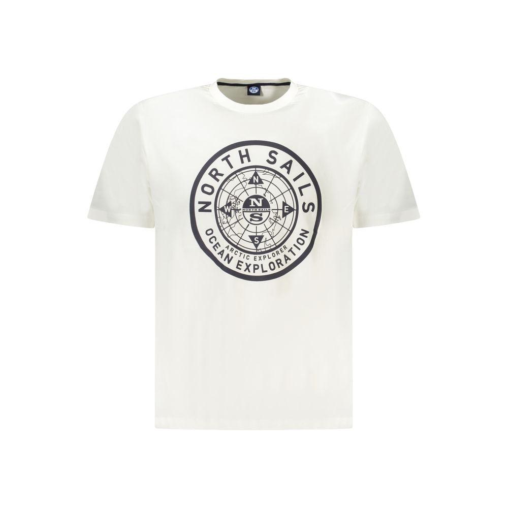 White cotton men's T-shirt by North Sails featuring a classic crew neck and short sleeves.