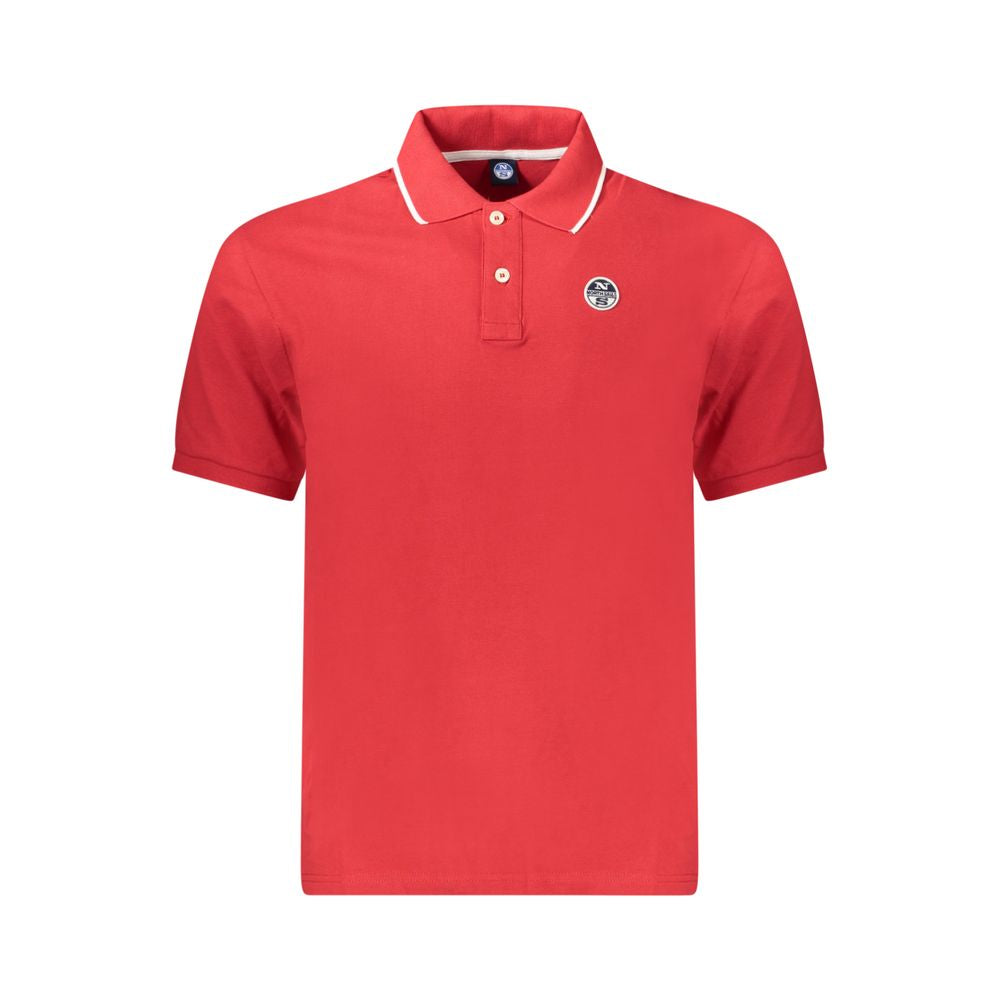 North Sails Rosso cotton men's polo shirt displayed on a hanger, featuring a classic collar and short sleeves.