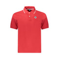North Sails Rosso cotton men's polo shirt displayed on a hanger, featuring a classic collar and short sleeves.