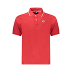 North Sails Rosso cotton men's polo shirt displayed on a hanger, featuring a classic collar and short sleeves.
