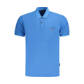 Napapijri men's cotton polo shirt in blue, featuring a classic collar and short sleeves, displayed on a plain background.