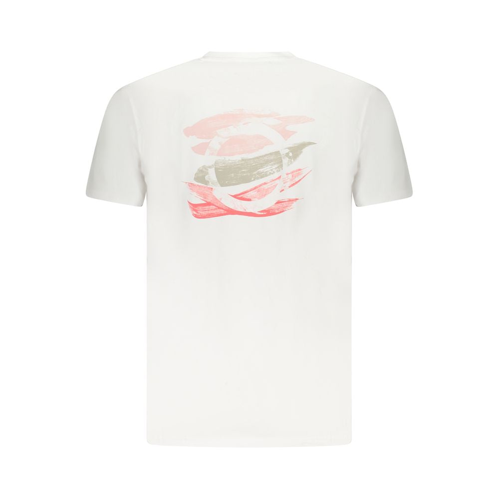 White cotton men's T-shirt by Trussardi, featuring a classic fit and subtle branding, displayed on a plain background.