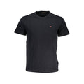 Black cotton men's T-shirt by Napapijri, featuring a classic fit and minimal design, shown on a plain background.