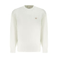 Calvin Klein white cotton men's sweatshirt with crew neck and long sleeves, featuring subtle branding on the chest.