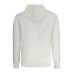 Calvin Klein white cotton men's hooded sweatshirt with front pocket and adjustable drawstrings, casual and comfortable fit.