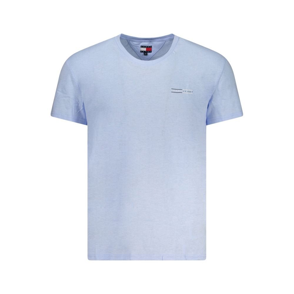 Tommy Hilfiger Azzurro cotton men's T-shirt with round neckline and short sleeves, casual style in light blue color.