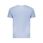 Tommy Hilfiger Azzurro cotton men's T-shirt with round neckline and short sleeves, blue color, casual fit.