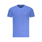 Blue cotton men's T-shirt by Tommy Hilfiger, featuring a classic fit and logo detail, displayed on a plain background.