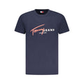 Blue cotton men's T-shirt by Tommy Hilfiger, featuring a classic fit and logo detail on the front.