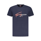 Blue cotton men's T-shirt by Tommy Hilfiger, featuring a classic fit and logo detail on the front.