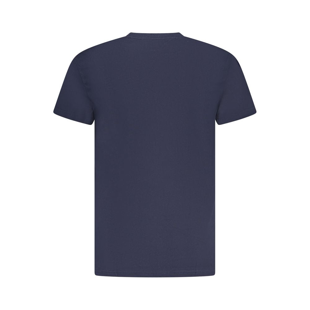 Blue cotton men's T-shirt by Tommy Hilfiger, featuring a classic fit and logo detail, displayed on a plain background.
