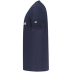 Tommy Hilfiger blue cotton men's T-shirt with crew neckline and short sleeves, casual style perfect for everyday wear.