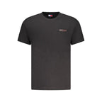 Black cotton men's T-shirt by Tommy Hilfiger with classic crew neck and logo detail on the chest.