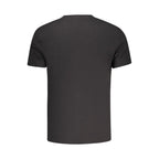 Black cotton men's T-shirt by Tommy Hilfiger, featuring a classic fit and logo detail, shown on a plain background.