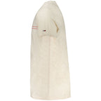 Beige cotton men's T-shirt by Tommy Hilfiger featuring a classic fit and subtle brand logo on the chest.