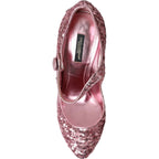 Dolce & Gabbana Pink Sequin Mary Jane Pumps High Heels Shoes - Eljoys Fashion 