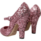 Dolce & Gabbana Pink Sequin Mary Jane Pumps High Heels Shoes - Eljoys Fashion 