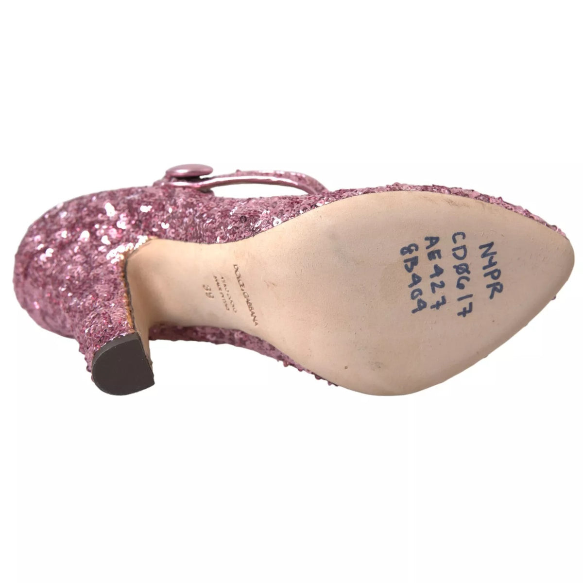 Dolce & Gabbana Pink Sequin Mary Jane Pumps High Heels Shoes - Eljoys Fashion 