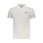 White cotton men's polo shirt by Accademia Militare with a classic collar and short sleeves, displayed on a plain background.