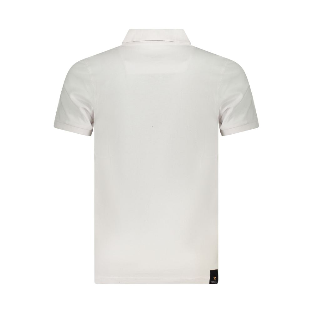White cotton men's polo shirt by Accademia Militare, featuring a classic collar and short sleeves.