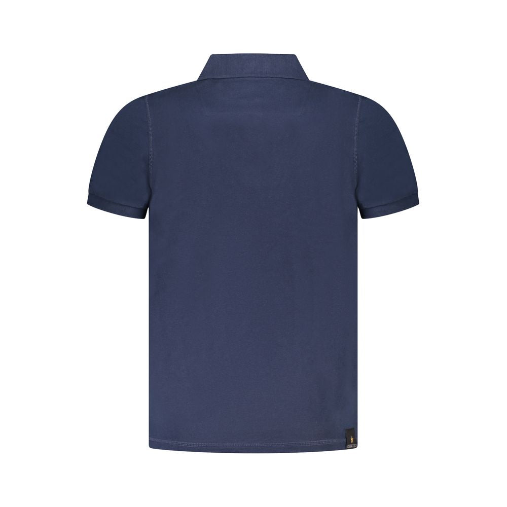 Navy blue cotton men's polo shirt by Accademia Militare featuring a classic collar and short sleeves.