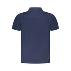 Navy blue cotton men's polo shirt by Accademia Militare featuring a classic collar and short sleeves.