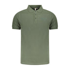Accademia Militare Verde cotton men's polo shirt featuring a classic collar and short sleeves, styled casually.