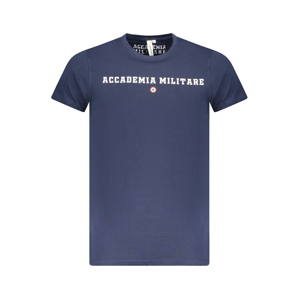 Blue cotton men's T-shirt from Accademia Militare with a casual fit and logo detail, ideal for everyday wear.