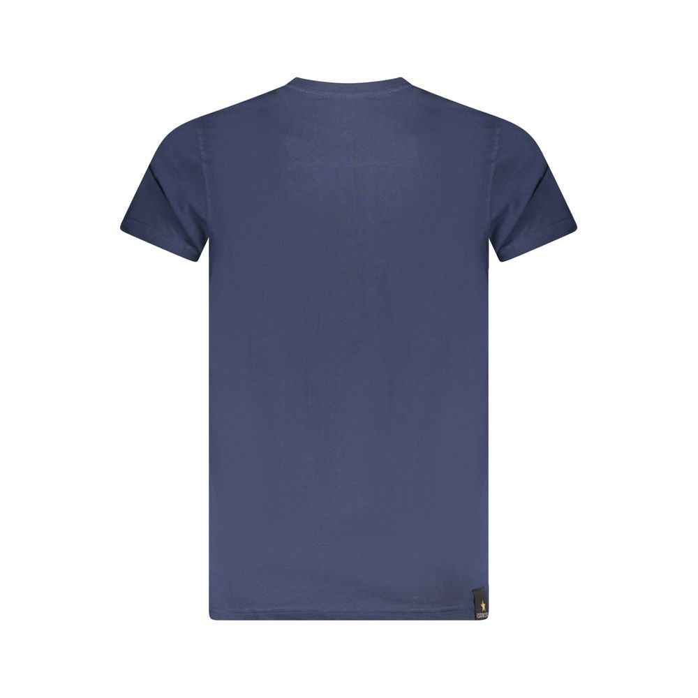 Blue cotton men's T-shirt by Accademia Militare, featuring a casual fit and minimal design.